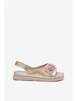 Kožené dámské sandály s ozdobou D&A GR61-5932 Zlaté Kožené dámské sandály s ozdobou D&A GR61-5932 Zlaté