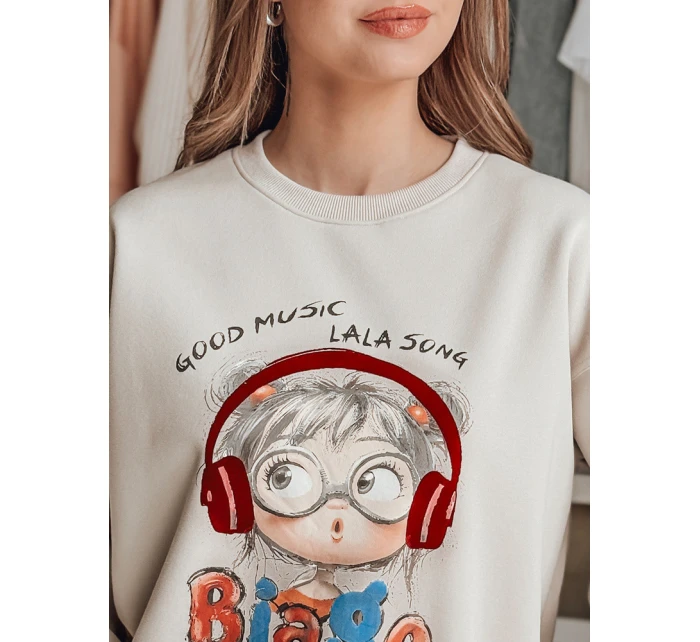 Dámská mikina s potiskem LALA VIBE beige FashionStreet BY1506