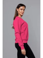 Růžová dámská tepláková mikina se stahovacími lemy model 21442142 - J.STYLE Růžová dámská tepláková mikina se stahovacími lemy model 21442142 - J.STYLE