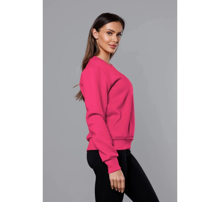 Růžová dámská tepláková mikina se stahovacími lemy model 21442142 - J.STYLE Růžová dámská tepláková mikina se stahovacími lemy model 21442142 - J.STYLE