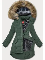 Zelená dámská asymetrická zimní bunda (m-21301)