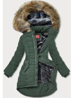 Zelená dámská asymetrická zimní bunda (m-21301)