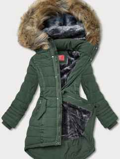 Zelená asymetrická dámská zimní bunda (M-21301)