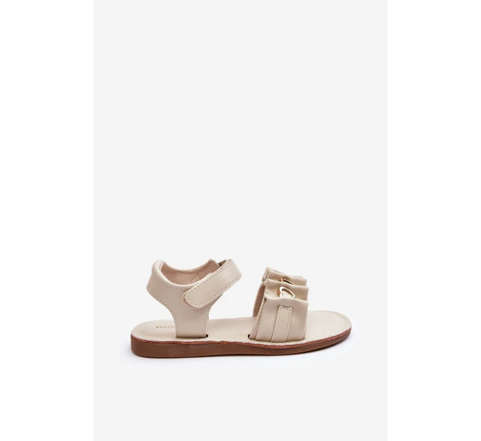 Dětské sandály se suchým zipem srdce béžová Havana