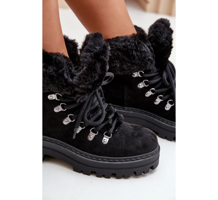 Dámské Šněrovací Boty S Kožíškem Černé Vaminia Dámské Šněrovací Boty S Kožíškem Černé Vaminia