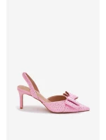 Zdobené lodičky s  a mašlí růžové model 21699354 - Boto