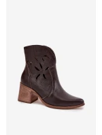 Dámské s z přírodní kůže na podpatku  čokoládové model 21713138 - Zazoo