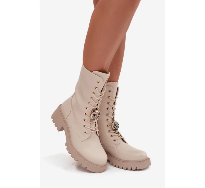 Dámské workery s přezkami Medvídek Srdce Béžové model 21744667 - Boto Dámské workery s přezkami Medvídek Srdce Béžové model 21744667 - Boto