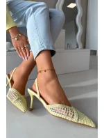 Sandály z pleteniny na podpatku žluté model 21919230 - Boto