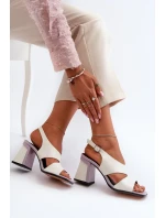 Dámské sandály na vysokém podpatku bílé D&A Dámské sandály na vysokém podpatku bílé D&A