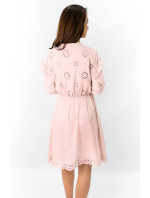 Bavlněné dámské šaty v pudrově růžové barvě s výšivkou model 7274552 - MADE IN ITALY