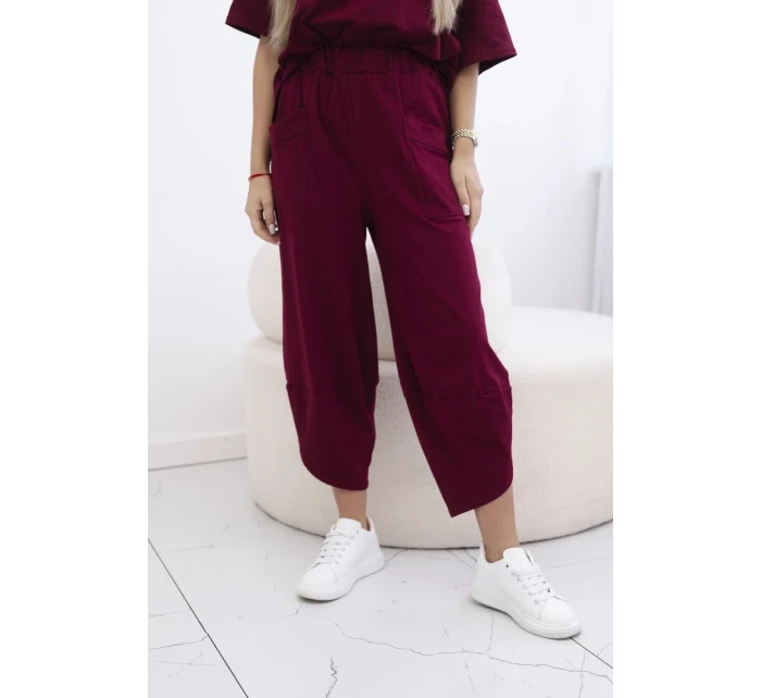 Bavlněný komplet halenka + kalhoty burgundsko