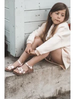 Dětské sandálky zdobené květy s suchým zipem růžové Fagossa