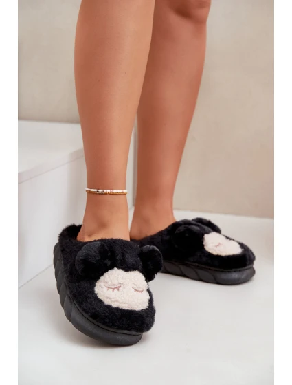 Teplé Kožešinové Pantofle Dámské Černé model 21677911 - Boto Teplé Kožešinové Pantofle Dámské Černé model 21677911 - Boto