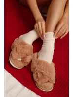 Kožešinové domácí pantofle pro ženy s se pásky Camel model 21708380 - EVENTO Kožešinové domácí pantofle pro ženy s se pásky Camel model 21708380 - EVENTO