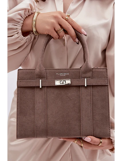 kabelka z imitace semiše Tmavě béžová model 22111622 - Flora&Co
