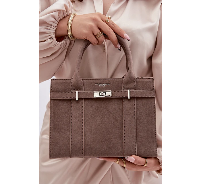 Kufříková kabelka z imitace semiše Tmavě béžová Noressa