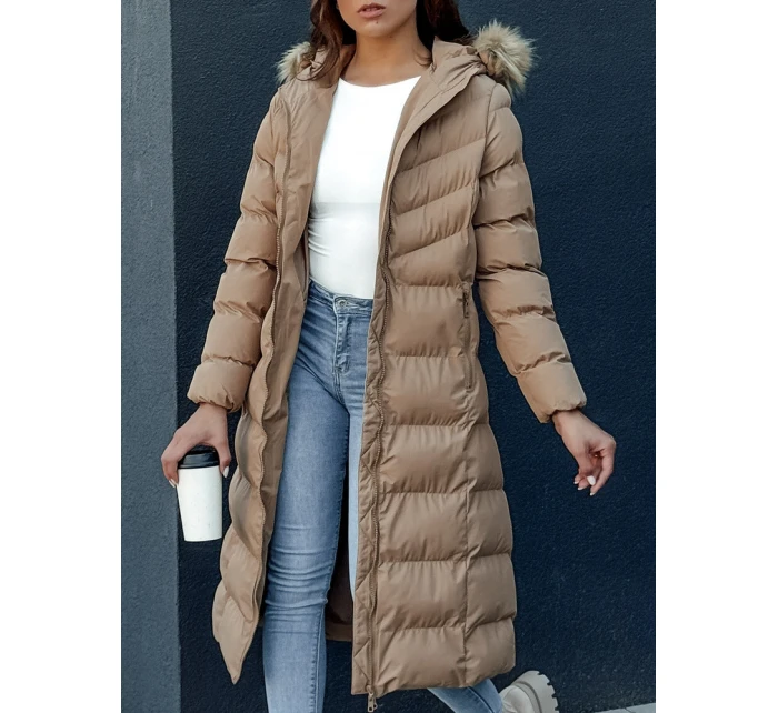 Dámský zimní kabát LUXWARM tmavě béžový FashionStreet TY4375