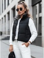 Dámská přechodná krátká prošívaná oboustranná vesta LEOVELLA černá FashionStreet TY4649