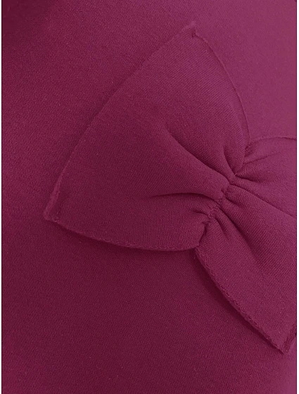 Teplá dámská mikina ve fuchsijové barvě s mašlemi model 19742936 - MADE IN ITALY