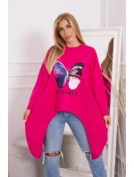 Oversize halenka s potiskem fuchsiová Oversize halenka s potiskem fuchsiová