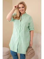 Sukně dámská Plus Size s vyšíváním a ohrnutým rukávem jablková