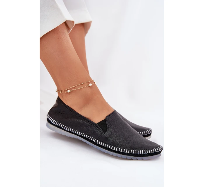 Kožené Baleríny model 21693631 Černé - Maciejka