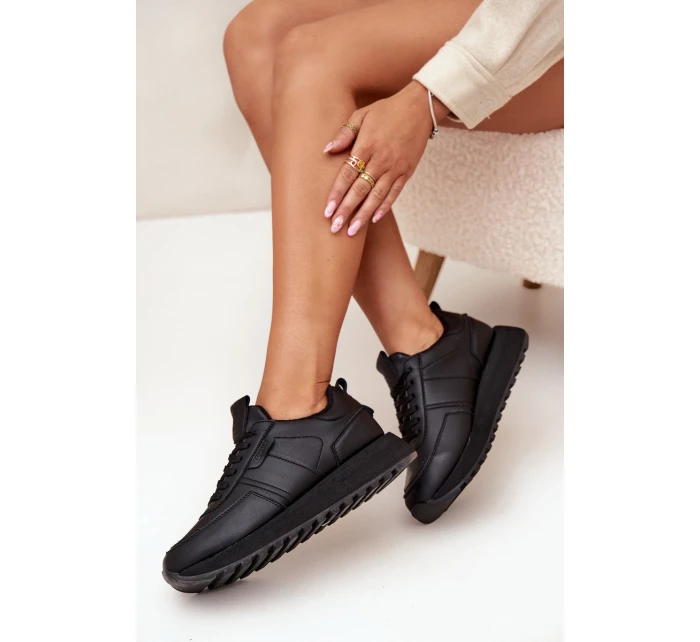 Dámské Kožené Tenisky Na Platformě Big Star OO274573 Hi-Poly System Černé Dámské Kožené Tenisky Na Platformě Big Star OO274573 Hi-Poly System Černé