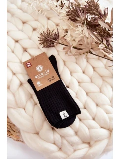 Dámské žebrované ponožky bez tlaku Černe