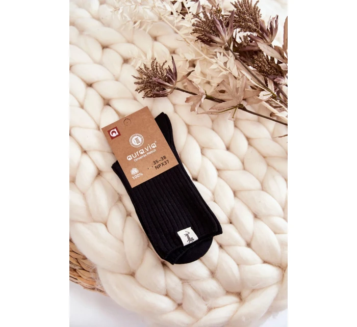 Dámské žebrované ponožky bez tlaku Černe Dámské žebrované ponožky bez tlaku Černe