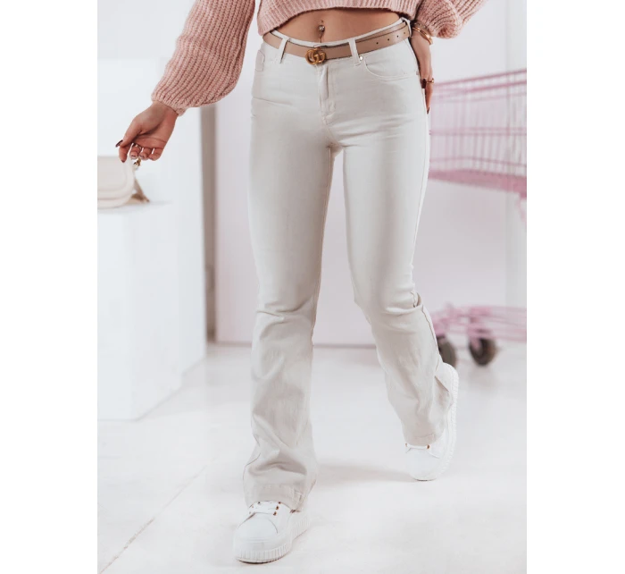 Dámské džínové kalhoty FLAREJOY light beige FashionStreet UY2367