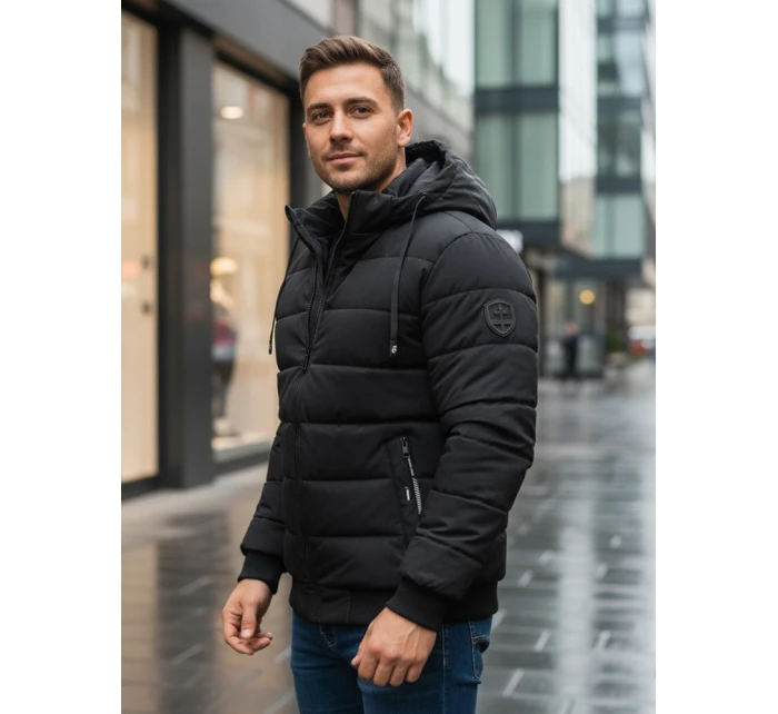 Pánská prošívaná zimní bunda s kapucí černá Dstreet TX5094