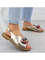Dámské zlaté sandály s korálky Filippo DS6230
