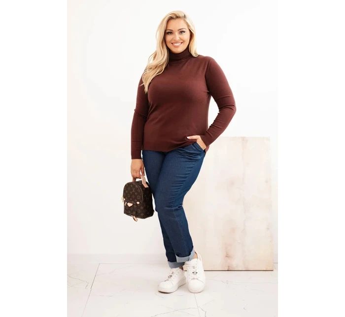 Dámský svetr Plus Size z viskózy model 21321810 střihu hnědý - K-Fashion