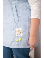 Dámská vesta Plus Size s kapucí a květinovým prošíváním modrá