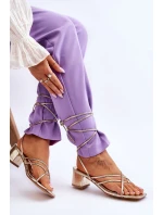 Vázané Sandály S model 21620055 Podpatky zlato Secret Love - Boto Vázané Sandály S model 21620055 Podpatky zlato Secret Love - Boto