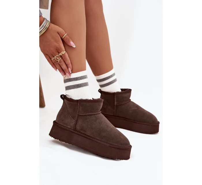 Semišové zimní boty pro ženy Vinceza 97962 čokoládové