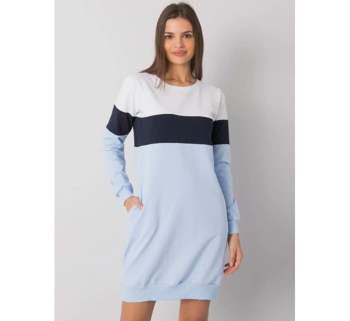 Dámské šaty RV SK model 17926413 bílé a modré - FPrice Dámské šaty RV SK model 17926413 bílé a modré - FPrice