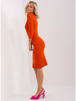 Tmavě oranžové žebrované basic šaty Kim RUE PARIS