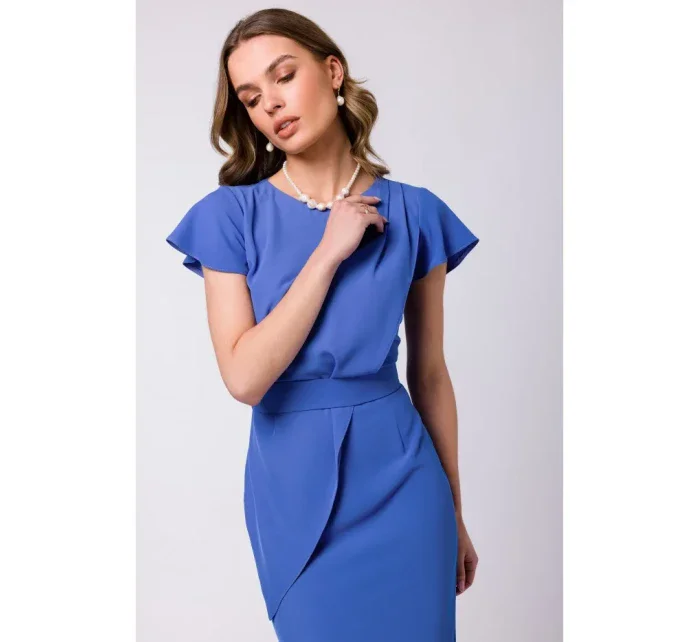 Pouzdrové šaty s páskem model 21049870 modré - STYLOVE