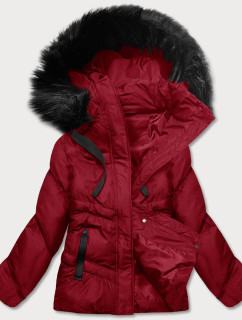 Červená dámská zimní bunda s kapucí (5M738-270)