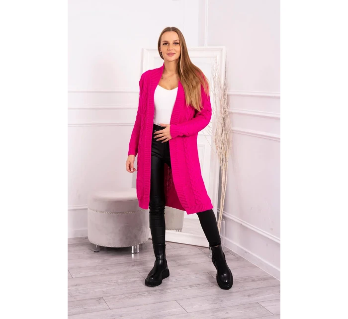 Svetr Cardigan kostkovaný kostkovaný fuchsiový Svetr Cardigan kostkovaný kostkovaný fuchsiový