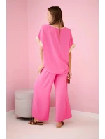 Viskózový komplet se zlatým lemováním růžový Viskózový komplet se zlatým lemováním růžový