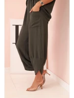 Komplet z viskózy halenka + kalhoty khaki Komplet z viskózy halenka + kalhoty khaki