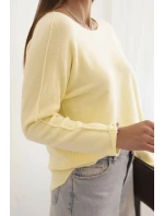 Dámský svetr z viskózy s dlouhým rukávem a kulatým výstřihem žlutý Dámský svetr z viskózy s dlouhým rukávem a kulatým výstřihem žlutý