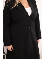 Dámský kabát Plus Size klasický s knoflíky a límcem černý