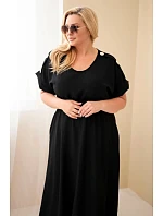 Dámské šaty Plus Size s model 22159135 pasem černá - K-Fashion