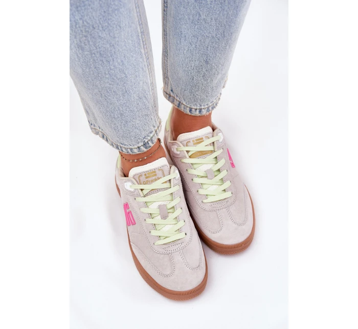 Semišové Sportovní Boty Tenisky Dámské D.Franklin Ztlumená Bílá DFSH387005