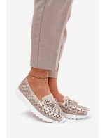 Dámské Kožené Ažurové Polobotky Z Přírodní Kůže D&A LR51-631 Zlaté Dámské Kožené Ažurové Polobotky Z Přírodní Kůže D&A LR51-631 Zlaté