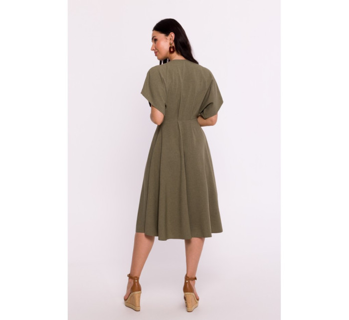B278 Rozšířené šaty - olivově zelené